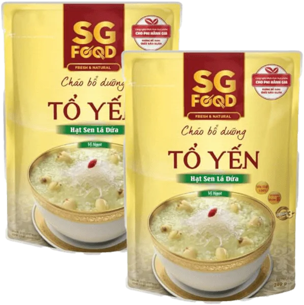 Combo 2 Cháo bổ dưỡng tổ yến hạt sen lá dứa, SG Food, 240g