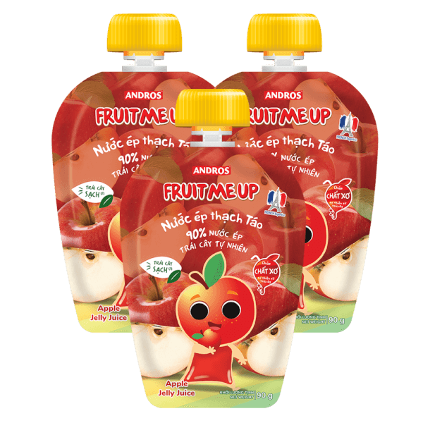 Combo 3 FRUIT ME UP NƯỚC ÉP THẠCH TÁO TÚI 90G/ FRUIT ME UP APPLE JELLY JUICE 90G