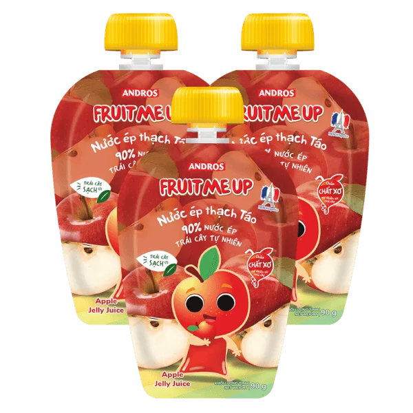 Combo 3 FRUIT ME UP NƯỚC ÉP THẠCH TÁO TÚI 90G/ FRUIT ME UP APPLE JELLY JUICE 90G