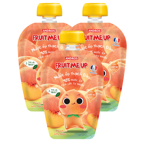 Combo 3 Fruit Me Up Nước ép thạch đào túi 90g