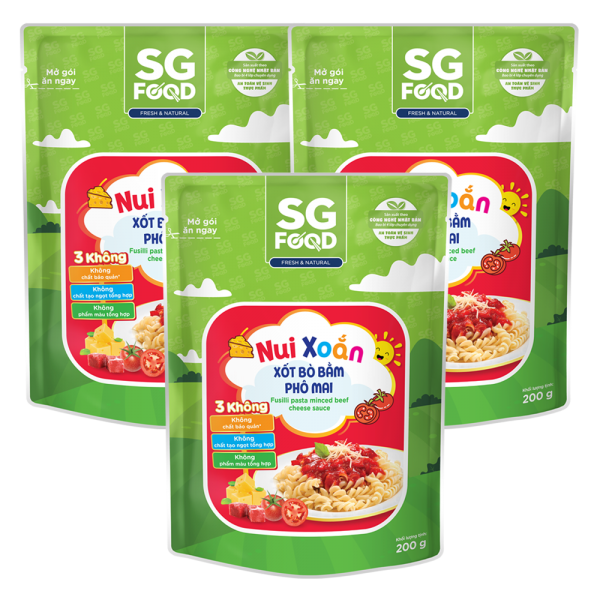 Combo 3 Nui xoắn xốt bò bằm phô mai SG Food 200g