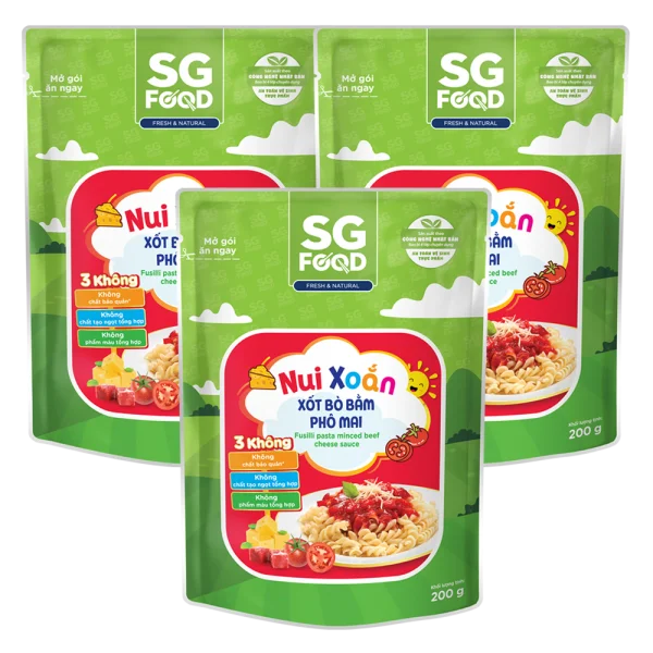 Combo 3 Nui xoắn xốt bò bằm phô mai SG Food 200g