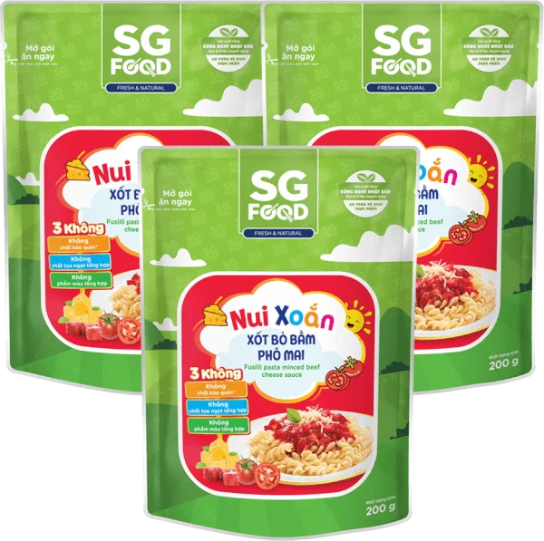 Combo 3 Nui xoắn xốt bò bằm phô mai SG Food 200g