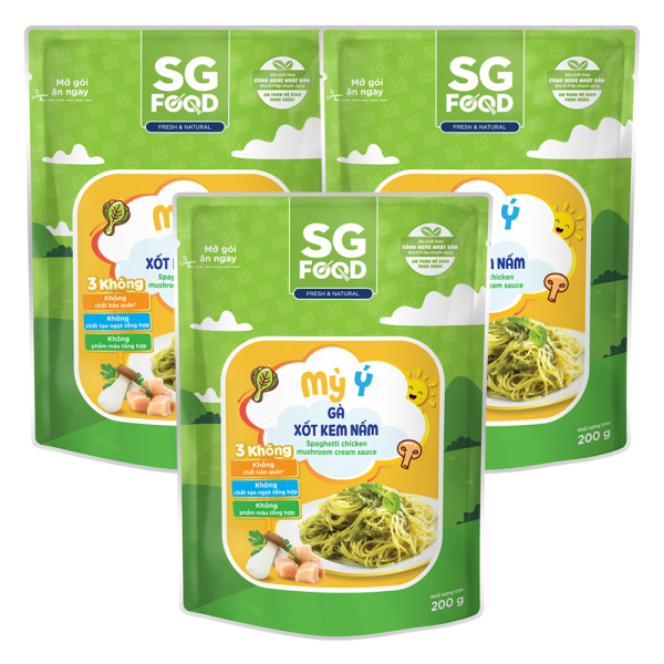 Combo 3 Mỳ Ý gà xốt kem nấm SG Food 200g