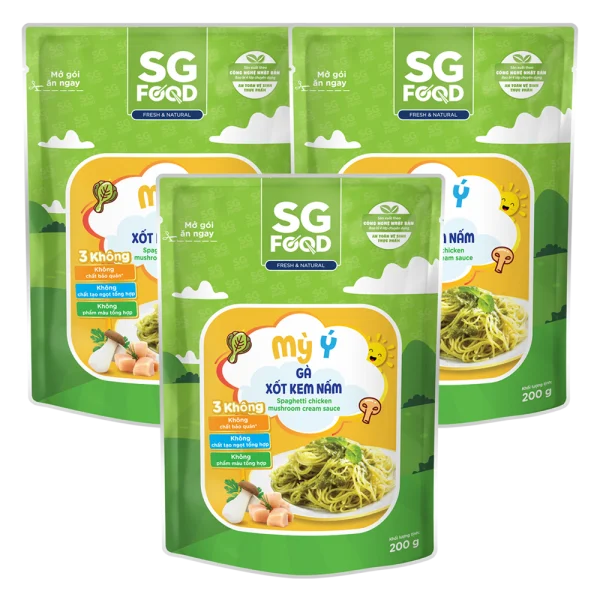 Combo 3 Mỳ Ý gà xốt kem nấm SG Food 200g