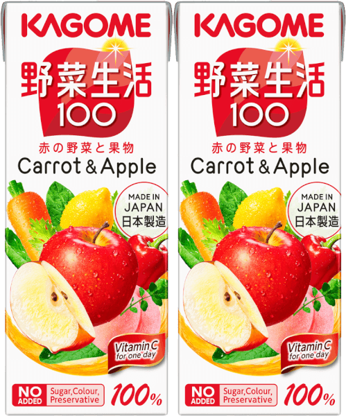 Combo 2 Nước ép rau củ quả, cà rốt và táo Kagome 200ml
