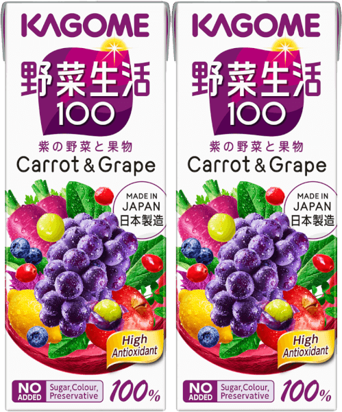 Combo 2 Nước ép rau củ quả, cà rốt và nho Kagome 200ml
