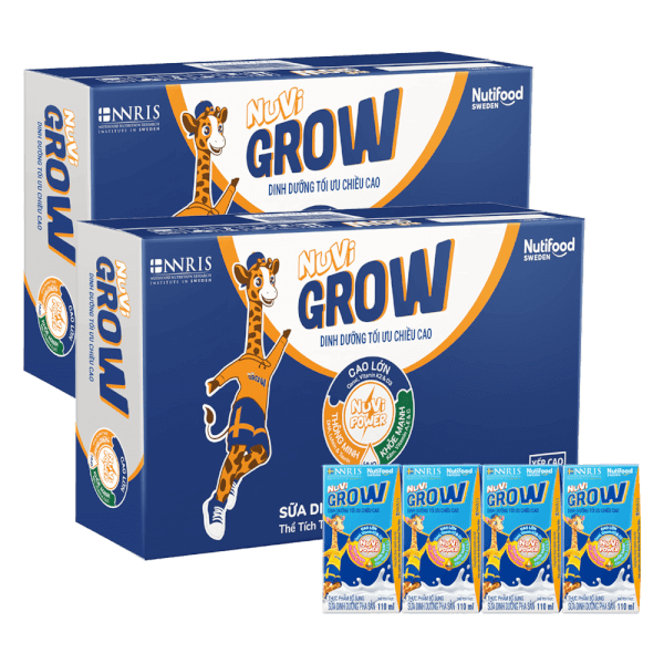 Combo 2 Thùng Sữa dinh dưỡng pha sẵn Nuvi Grow 110ml (Lốc 4 hộp)