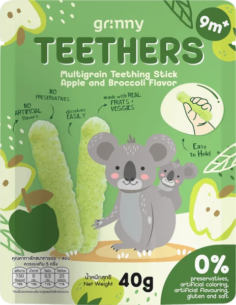 Bánh Gặm Nướu Ngũ Cốc Grinny Vị Táo Và Bông Cải Xanh