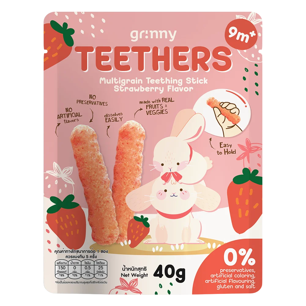 Combo 2 Bánh Gặm Nướu Ngũ Cốc Grinny Vị Dâu Tây