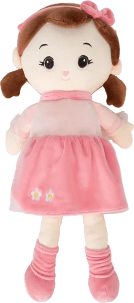 Búp bê nhồi bông nhí tóc bím nơ hồng Animo C310 (TĐ)