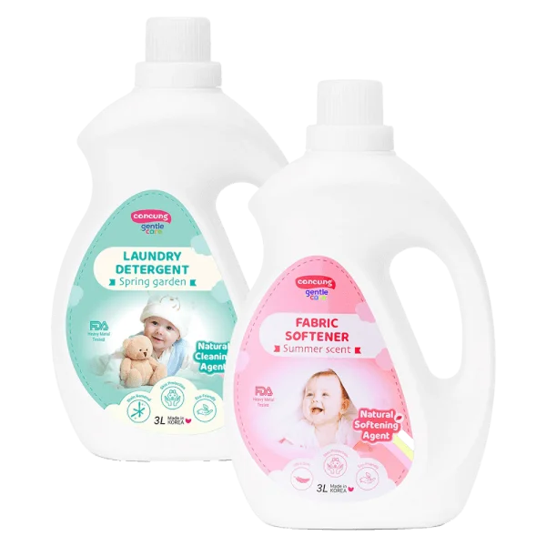 Combo 1 Nước xả vải Hàn Quốc ConCung Gentle Care hương ngọt ấm, chai 3L và 1 nước giặt Hàn Quốc ConCung Gentle Care hương tươi mát, chai 3L