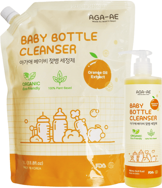 Combo 1 Nước rửa bình sữa AGA-AE hương cam -Túi 1L và Nước rửa bình sữa AGA-AE hương cam - Chai 500ml