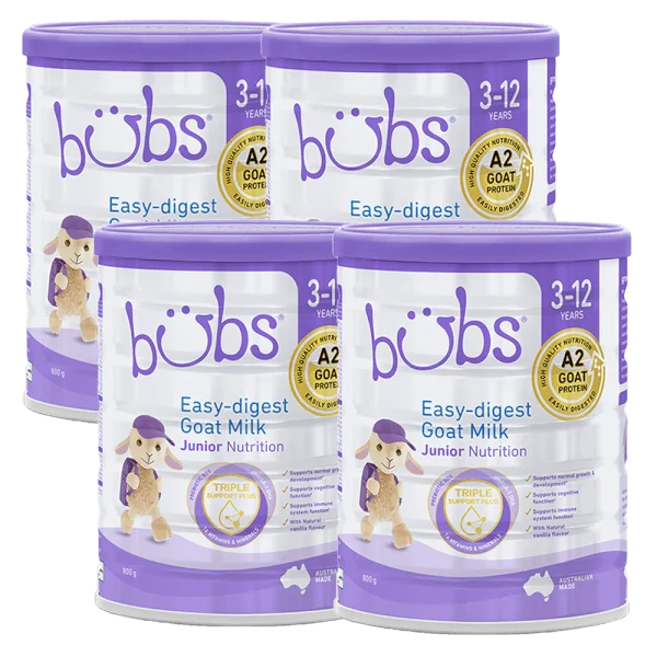 Combo 4 Sữa dê Bubs Goat số 4 Junior 800g (3-12 tuổi)
