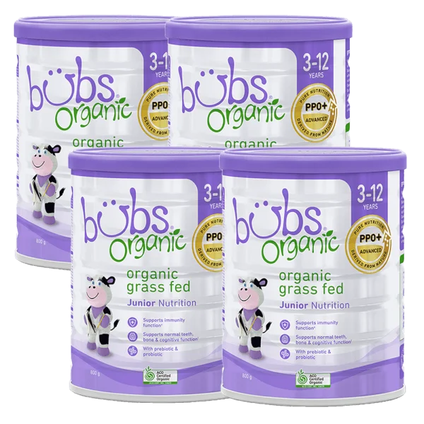 Combo 4 Sữa Bubs Organic Bovine số 4 Junior 800g (3-12 tuổi)