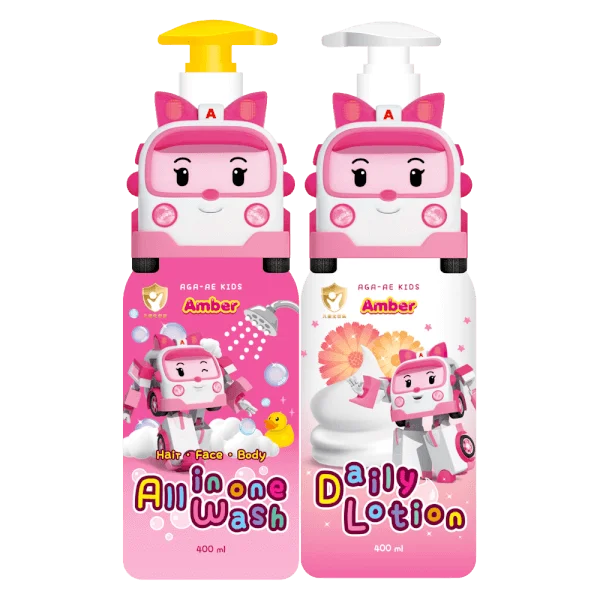 Combo 1 Lotion dưỡng da cho bé Aga-ae 400 ml (hồng) và 1 Tắm gội toàn thân cho bé Aga-ae 400ml (hồng)