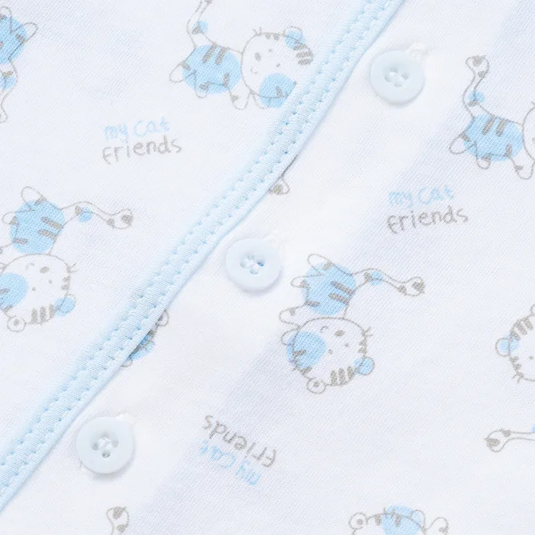 Cặp áo sơ sinh cài giữa tay dài Animo KV223020 (NB-12M,Trắng họa tiết-Xanh)