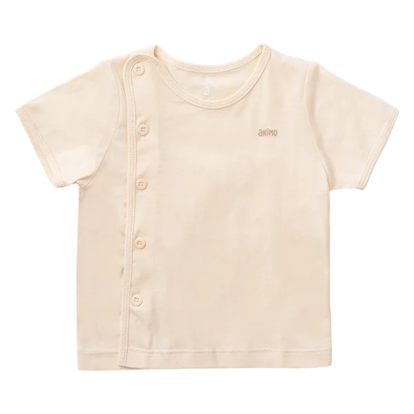 Cặp áo sơ sinh cài chéo tay ngắn Animo KV223011 (NB-12M,Trắng họa tiết-Kem)