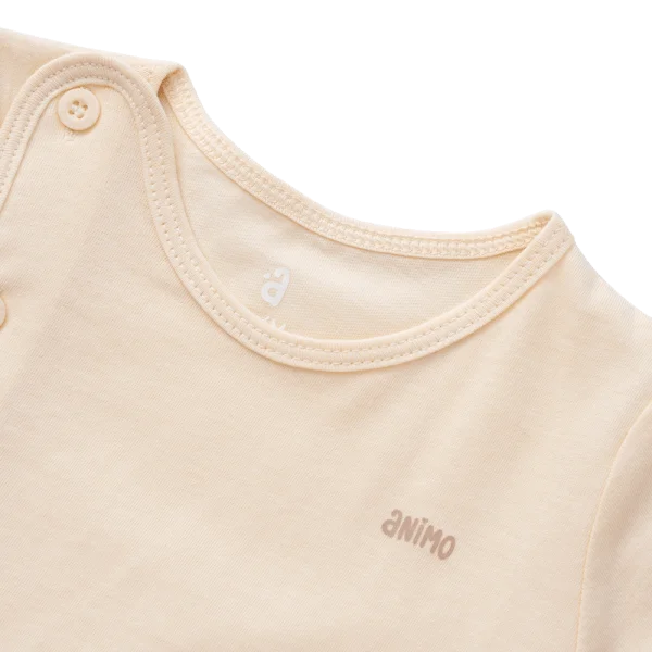 Cặp áo sơ sinh cài chéo tay ngắn Animo KV223011 (NB-12M,Trắng họa tiết-Kem)