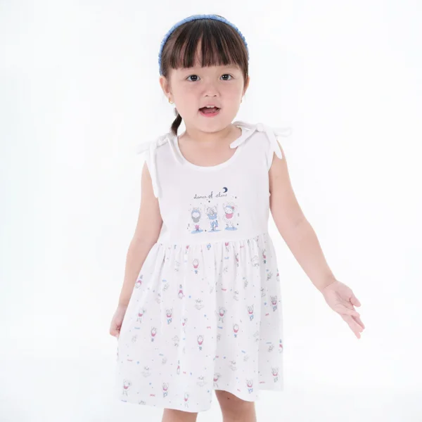 Đầm bé gái BST Búp bê nhảy múa Animo KN922059 (6M-6Y,Trắng phối xanh)