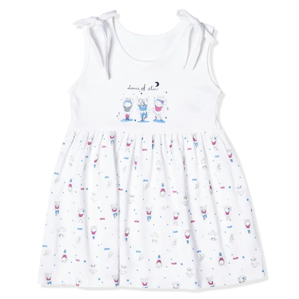 Đầm bé gái BST Búp bê nhảy múa Animo KN922059 (6M-6Y,Trắng phối xanh)