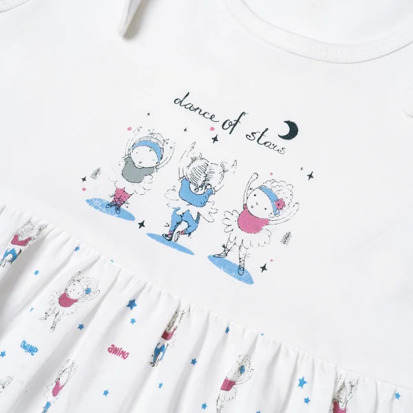 Đầm bé gái BST Búp bê nhảy múa Animo KN922059 (6M-6Y,Trắng phối xanh)