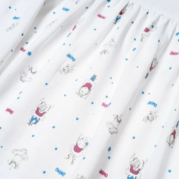 Đầm bé gái BST Búp bê nhảy múa Animo KN922059 (6M-6Y,Trắng phối xanh)