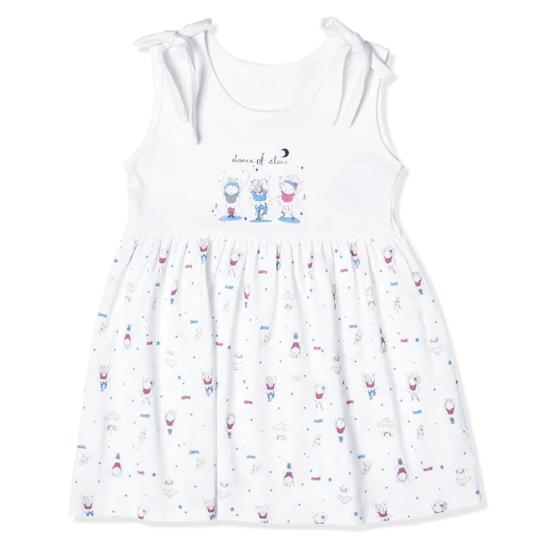 Đầm bé gái BST Búp bê nhảy múa Animo KN922059 (6M-6Y,Trắng phối xanh)