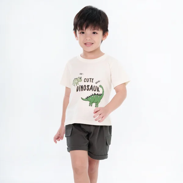 Bộ bé trai ngắn BST Khủng Long Animo HN623013 (6M-6Y,Trắng)