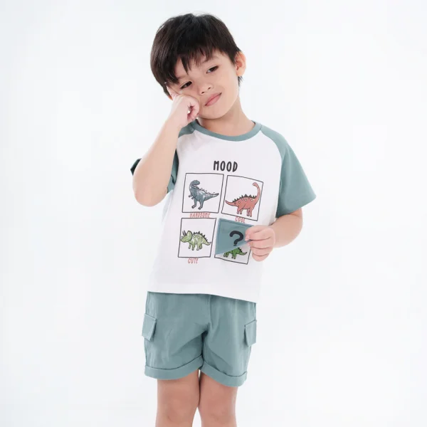 Bộ bé trai ngắn BST Khủng Long Animo HN623012 (6M-6Y,Xanh)