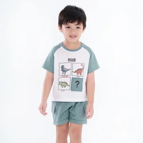 Bộ bé trai ngắn BST Khủng Long Animo HN623012 (6M-6Y,Xanh)