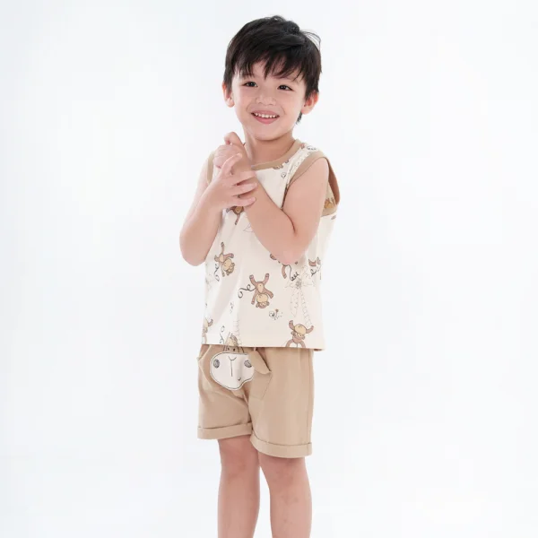 Bộ bé trai ngắn BST Khỉ Kháu Khỉnh Animo HN623016 (6M-6Y,Cà phê)