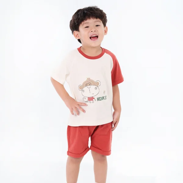 Bộ bé trai ngắn BST Khỉ Kháu Khỉnh Animo HN423021 (6M-6Y,Trắng)