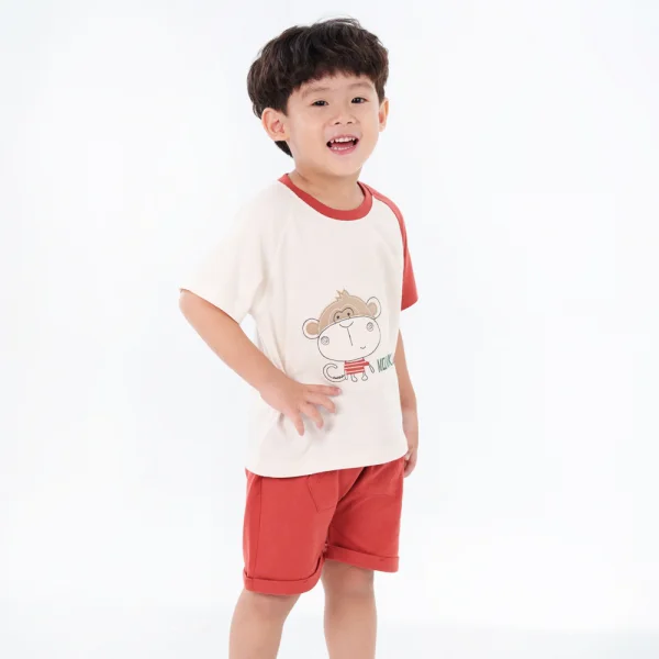 Bộ bé trai ngắn BST Khỉ Kháu Khỉnh Animo HN423021 (6M-6Y,Trắng)