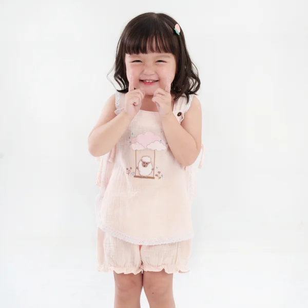 Bộ bé gái ngắn Animo CL723006 (6M-6Y,Hồng Cam)