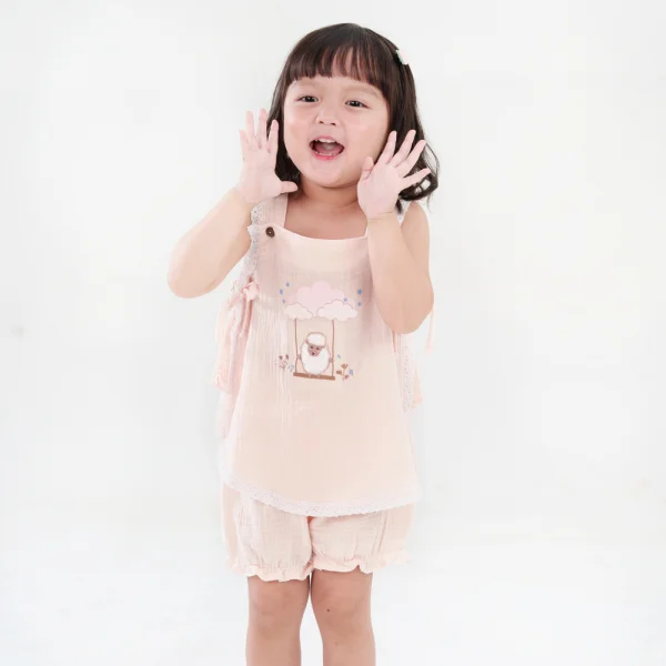 Bộ bé gái ngắn Animo CL723006 (6M-6Y,Hồng Cam)