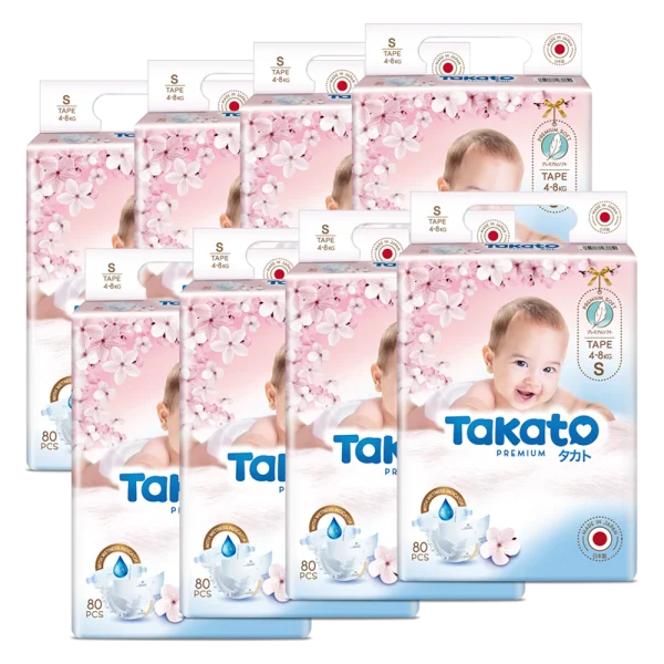 Combo 8 Tã dán Nhật Bản Takato siêu mềm mại (S, 80 miếng)