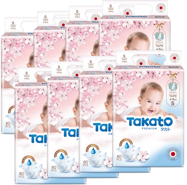 Combo 8 Tã dán Nhật Bản Takato siêu mềm mại (S, 80 miếng)