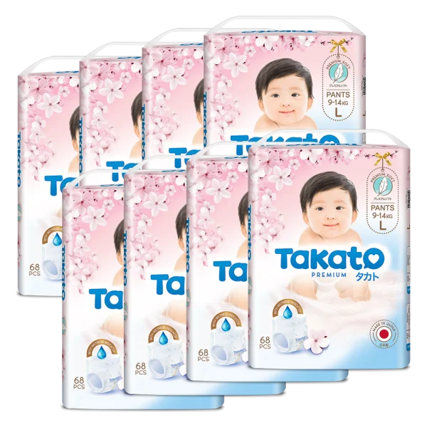 Combo 8 Tã quần Nhật Bản Takato siêu mềm mại (L, 68 miếng)