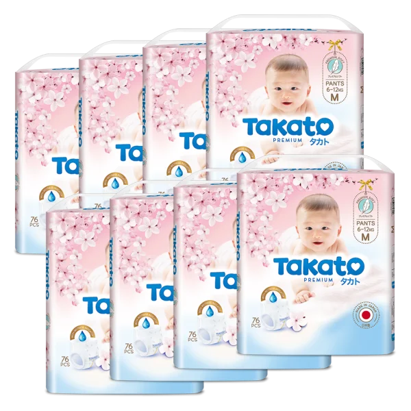 Combo 8 Tã quần Nhật Bản Takato siêu mềm mại (M, 76 miếng)