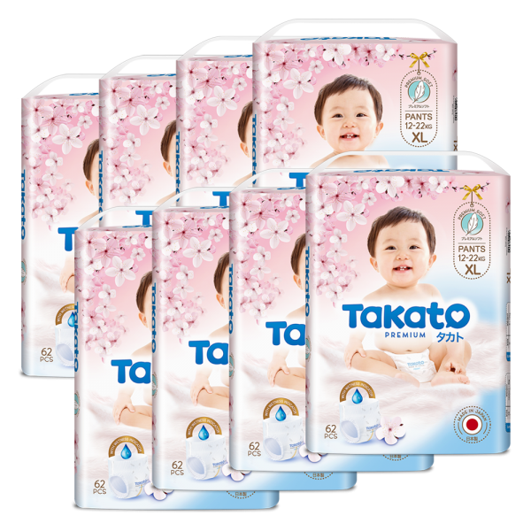 Combo 8 Tã quần Nhật Bản Takato siêu mềm mại (XL, 62 miếng)