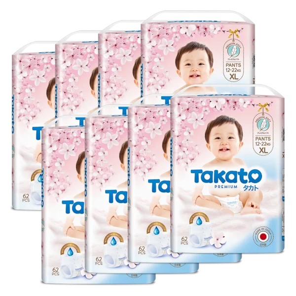 Combo 8 Tã quần Nhật Bản Takato siêu mềm mại (XL, 62 miếng)