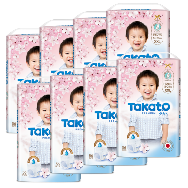 Combo 8 Tã quần Nhật Bản Takato siêu mềm mại (XXL, 56 miếng)