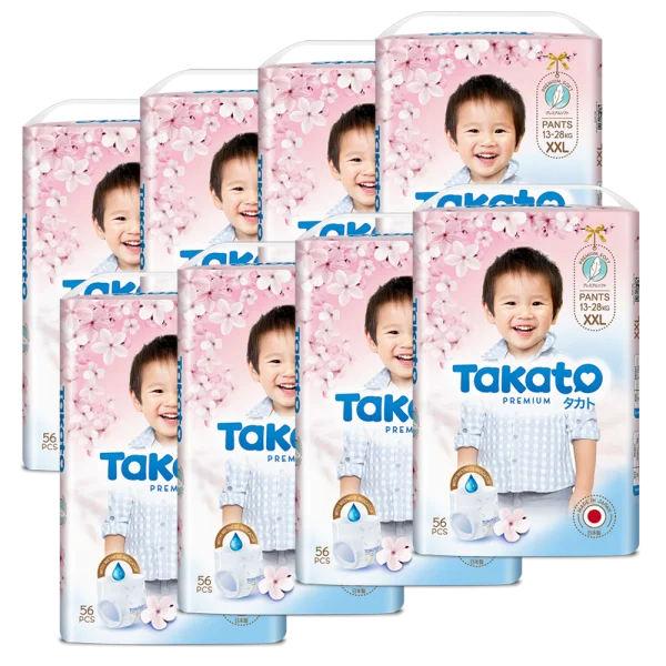 Combo 8 Tã quần Nhật Bản Takato siêu mềm mại (XXL, 56 miếng)