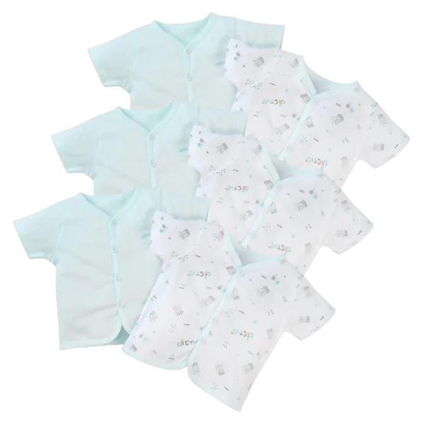 Combo 3 Cặp áo sơ sinh cài giữa tay ngắn Animo LĐ422052 (3-6M,xanh ngọc-trắng)