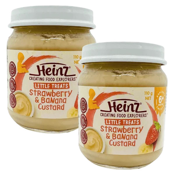 Combo 2 Custard với dâu và chuối cho trẻ từ 6 tháng tuổi trở lên - Heinz Custard with Strawberry, Banana