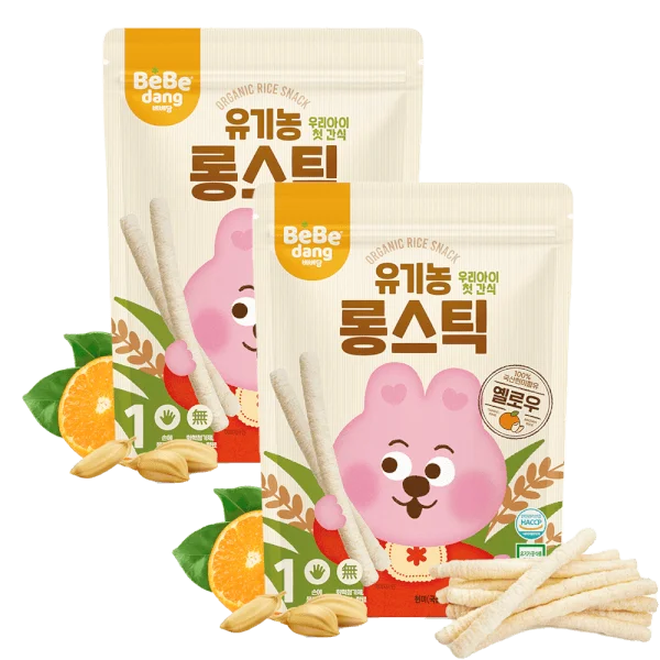 Combo 2 Bánh Gạo Lứt Hữu Cơ Bebedang Hình Que Dài Vị Quýt & Gạo Lứt