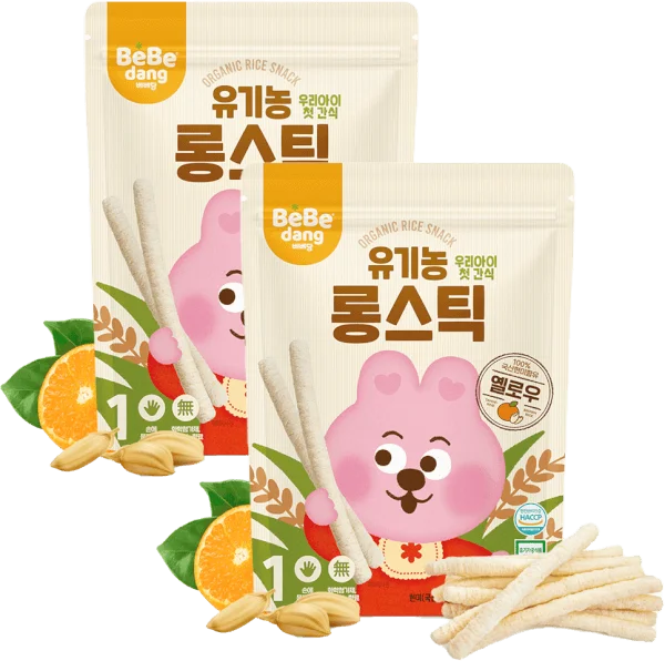 Combo 2 Bánh Gạo Lứt Hữu Cơ Bebedang Hình Que Dài Vị Quýt & Gạo Lứt