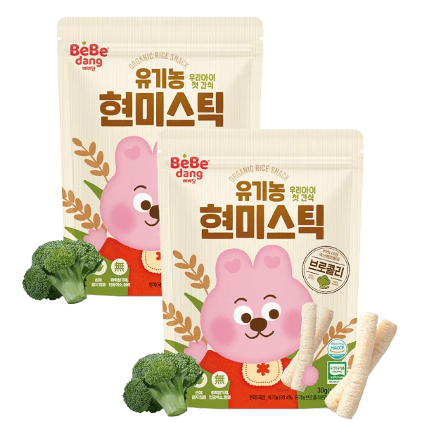 Combo 2 Bánh Gạo Lứt Hữu Cơ Bebedang Hình Que Vị Bông Cải Xanh