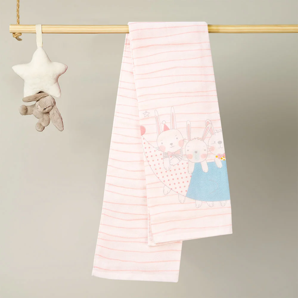 Combo 2 Khăn tắm trẻ em Cotton Thỏ và bạn Animo BM9T (60x120cm,Hồng)